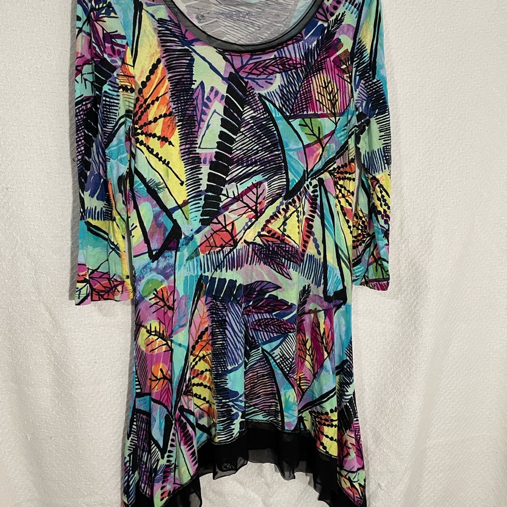 Cupio Multicolor Abstract Tunic Top